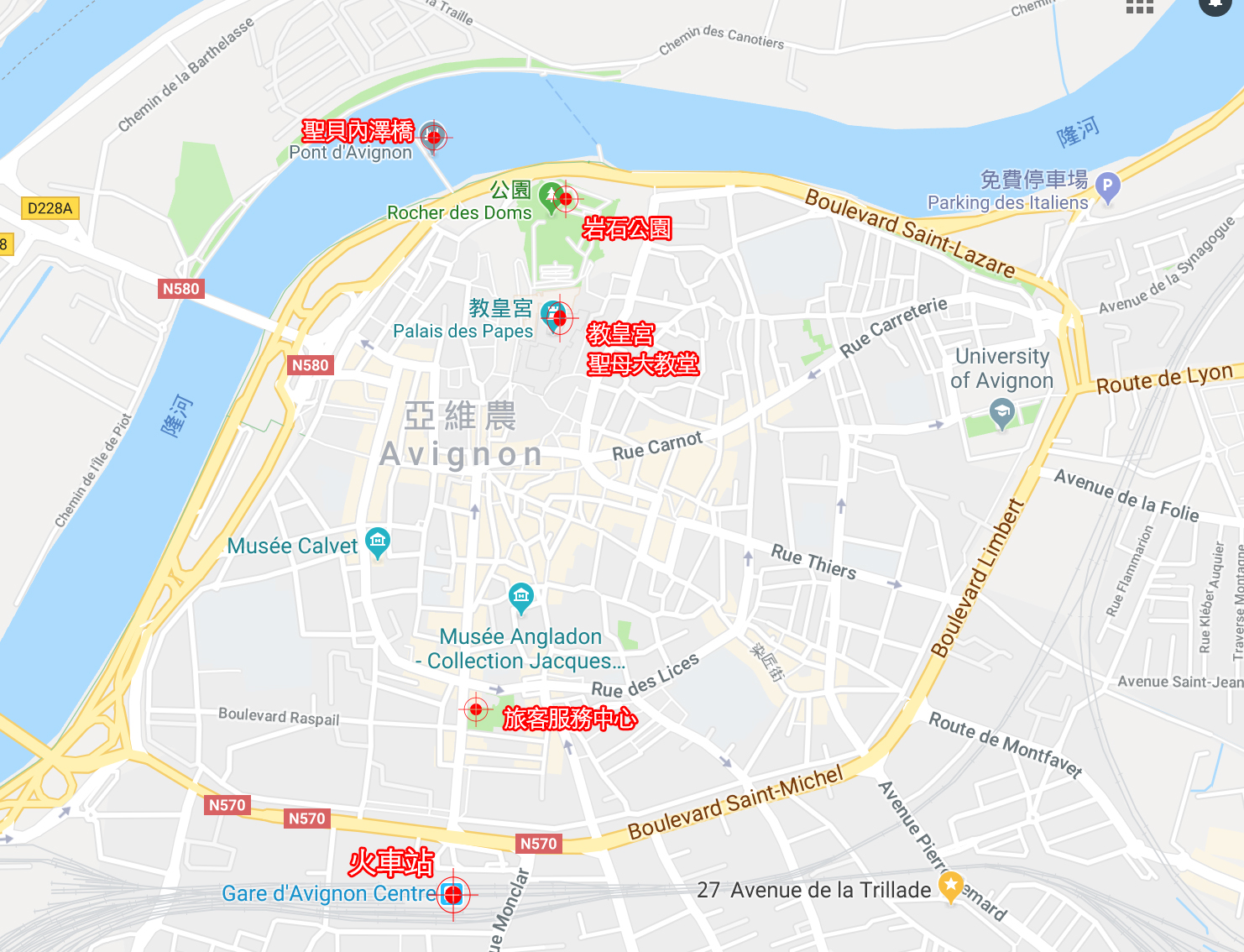 【法國】南法普羅旺斯／AVIGNON 亞維儂古城漫步地圖